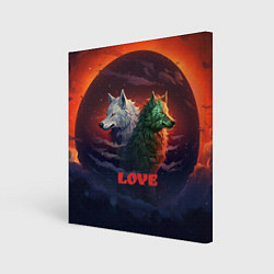 Картина квадратная Любовь - волк и волчица