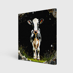 Картина квадратная Корова на черном