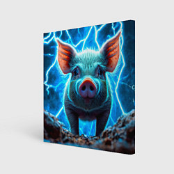 Картина квадратная Свинья и разряды молний