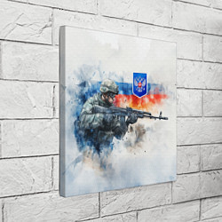 Холст квадратный Русский солдат и синий герб РФ, цвет: 3D-принт — фото 2