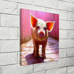 Холст квадратный Поросенок в розовом, цвет: 3D-принт — фото 2