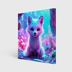 Холст квадратный Песец в неоновом свете, цвет: 3D-принт