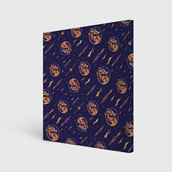 Холст квадратный Mortal Kombat logo pattern, цвет: 3D-принт