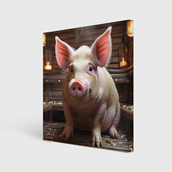 Картина квадратная Довольная свинья