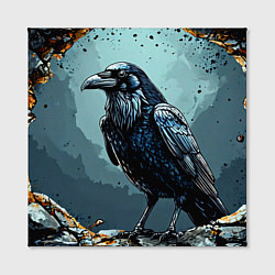 Холст квадратный Черный ворон на черном, цвет: 3D-принт — фото 2