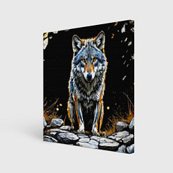 Картина квадратная Волк на черном