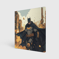 Холст квадратный Бэтмен и разрушенный город, цвет: 3D-принт