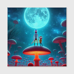 Холст квадратный Рик и Морти в стране неоновых гигантских грибов, цвет: 3D-принт — фото 2