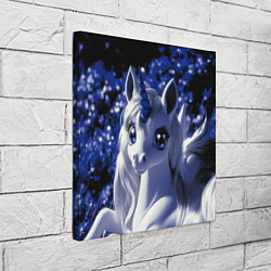 Холст квадратный Единорог - синий рог, цвет: 3D-принт — фото 2