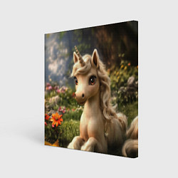 Картина квадратная Единорожка кофейного цвета