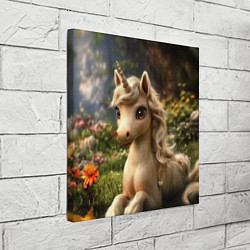 Холст квадратный Единорожка кофейного цвета, цвет: 3D-принт — фото 2