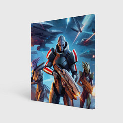 Холст квадратный Mass Effect - space fantasy, цвет: 3D-принт