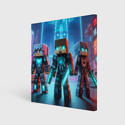Картина квадратная Minecraft - ai art neon glow