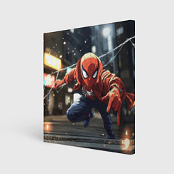 Картина квадратная Человек-паук запускает паутину