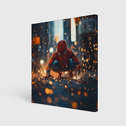 Картина квадратная Человек паук и золотая пыльца