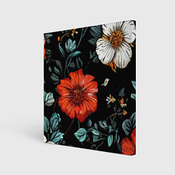 Картина квадратная Цветы винтажный узор