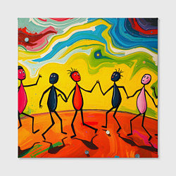 Холст квадратный Дружба человечков, цвет: 3D-принт — фото 2