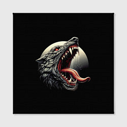 Холст квадратный Волчья морда на фоне луны - нейроарт, цвет: 3D-принт — фото 2