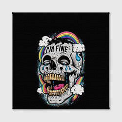 Холст квадратный Skull and rainbow - im fine, цвет: 3D-принт — фото 2