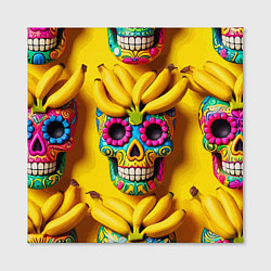 Холст квадратный Мексиканские черепа и бананы - паттерн, цвет: 3D-принт — фото 2