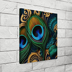Холст квадратный Узоры и перья павлина, цвет: 3D-принт — фото 2