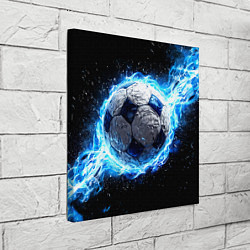 Холст квадратный Футбольный мяч в синем пламени, цвет: 3D-принт — фото 2