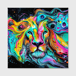 Холст квадратный Абстрактная морда льва - яркие психоделические цве, цвет: 3D-принт — фото 2