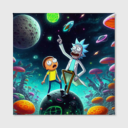 Холст квадратный Рик и Морти на планете сказочных грибов, цвет: 3D-принт — фото 2