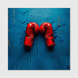 Холст квадратный Бойцовские перчатки на синем, цвет: 3D-принт — фото 2