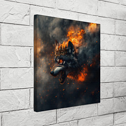 Холст квадратный Волк в огне и дыме, цвет: 3D-принт — фото 2