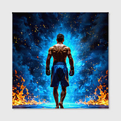 Холст квадратный Кикбоксер в огне, цвет: 3D-принт — фото 2