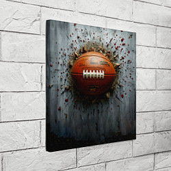 Холст квадратный Мяч американского футбола на сером, цвет: 3D-принт — фото 2