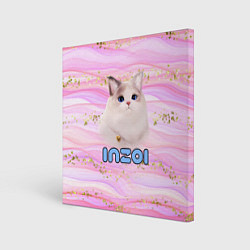 Холст квадратный Inzoi розовый фон с золотинками, цвет: 3D-принт