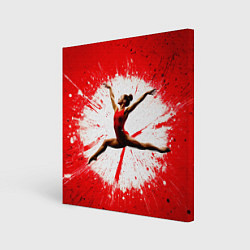 Холст квадратный Воздушная гимнастка на красном, цвет: 3D-принт