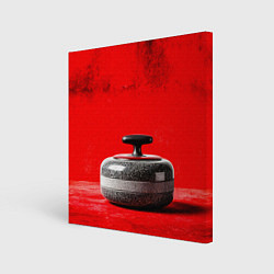 Картина квадратная Камень для кёрлинга на красном