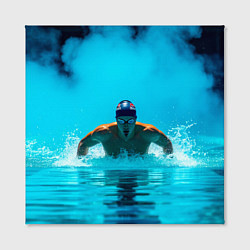 Холст квадратный Плавание брассом синий дым, цвет: 3D-принт — фото 2