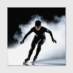 Холст квадратный Скоростной бег на коньках в черном, цвет: 3D-принт — фото 2