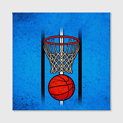 Холст квадратный Кольцо с баскетбольным мячом на синем, цвет: 3D-принт — фото 2