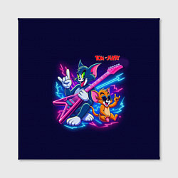 Холст квадратный Том и Джерри рок музыканты - неоновое свечение, цвет: 3D-принт — фото 2
