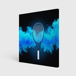 Холст квадратный Теннисная ракетка синий дым, цвет: 3D-принт