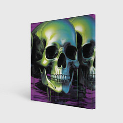 Холст квадратный Черепа отливающие неоном, цвет: 3D-принт