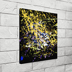 Холст квадратный Желто синяя краска на черном, цвет: 3D-принт — фото 2