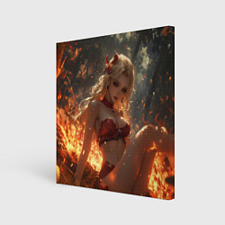 Холст квадратный Огненная аниме девушка, цвет: 3D-принт