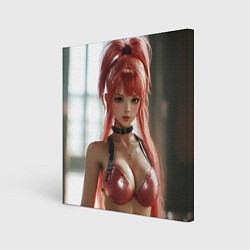 Холст квадратный Рыжая девушка с большой грудью, цвет: 3D-принт