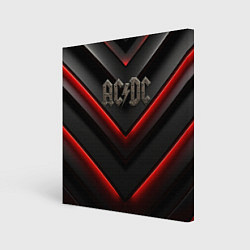 Картина квадратная ACDC лого из металла на черно-красной текстуре