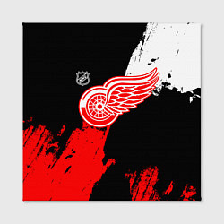 Холст квадратный Детройт Ред Уингз - брызги краска на черном фоне, цвет: 3D-принт — фото 2