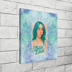 Холст квадратный Билли Айлиш бирюзовые волосы, цвет: 3D-принт — фото 2