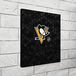 Холст квадратный Питтсбург Пингвинз - черные соты, цвет: 3D-принт — фото 2
