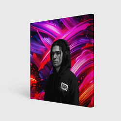 Холст квадратный Bones в наушниках, цвет: 3D-принт