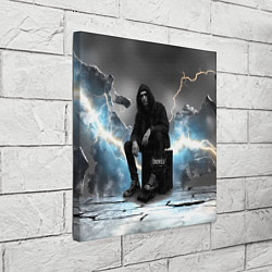 Холст квадратный Bones на фоне молний, цвет: 3D-принт — фото 2